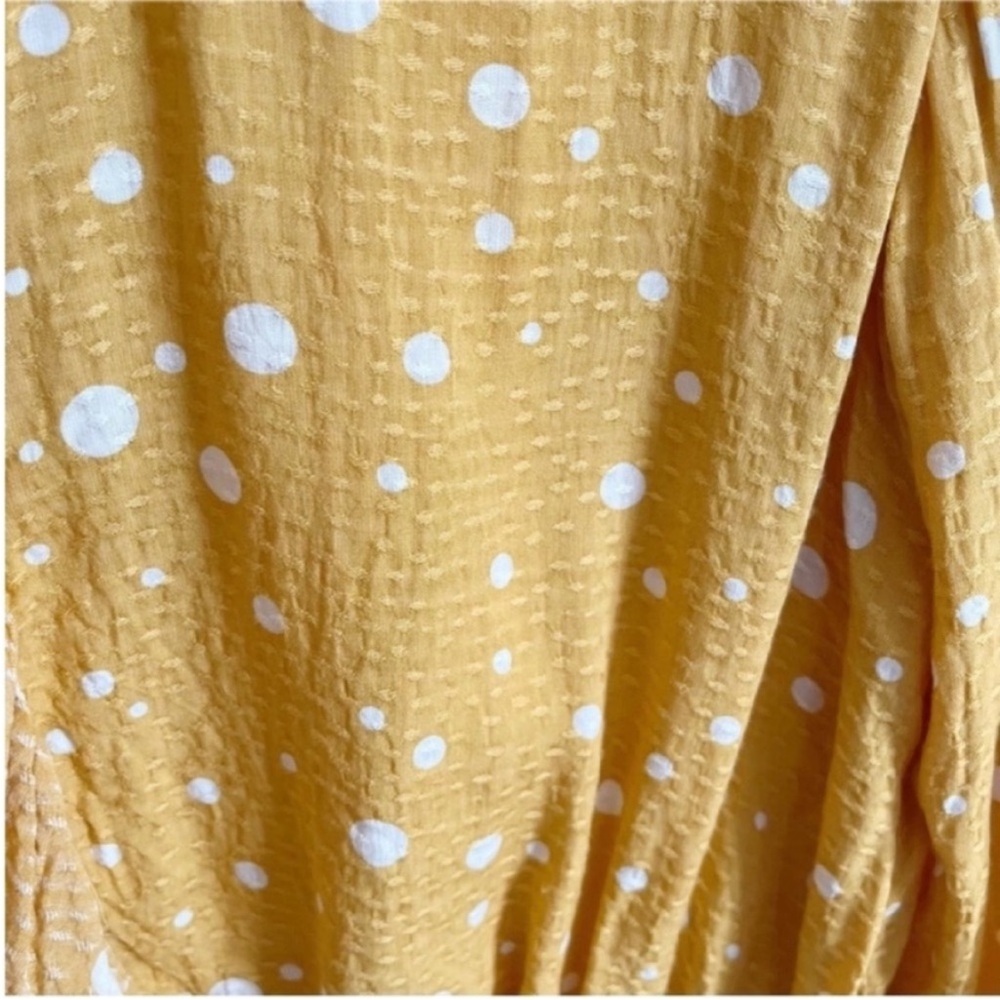 Lulu's West End Long Sleeve Top yellow mustard polka dots ruffled cropped - Picture 3 of 10